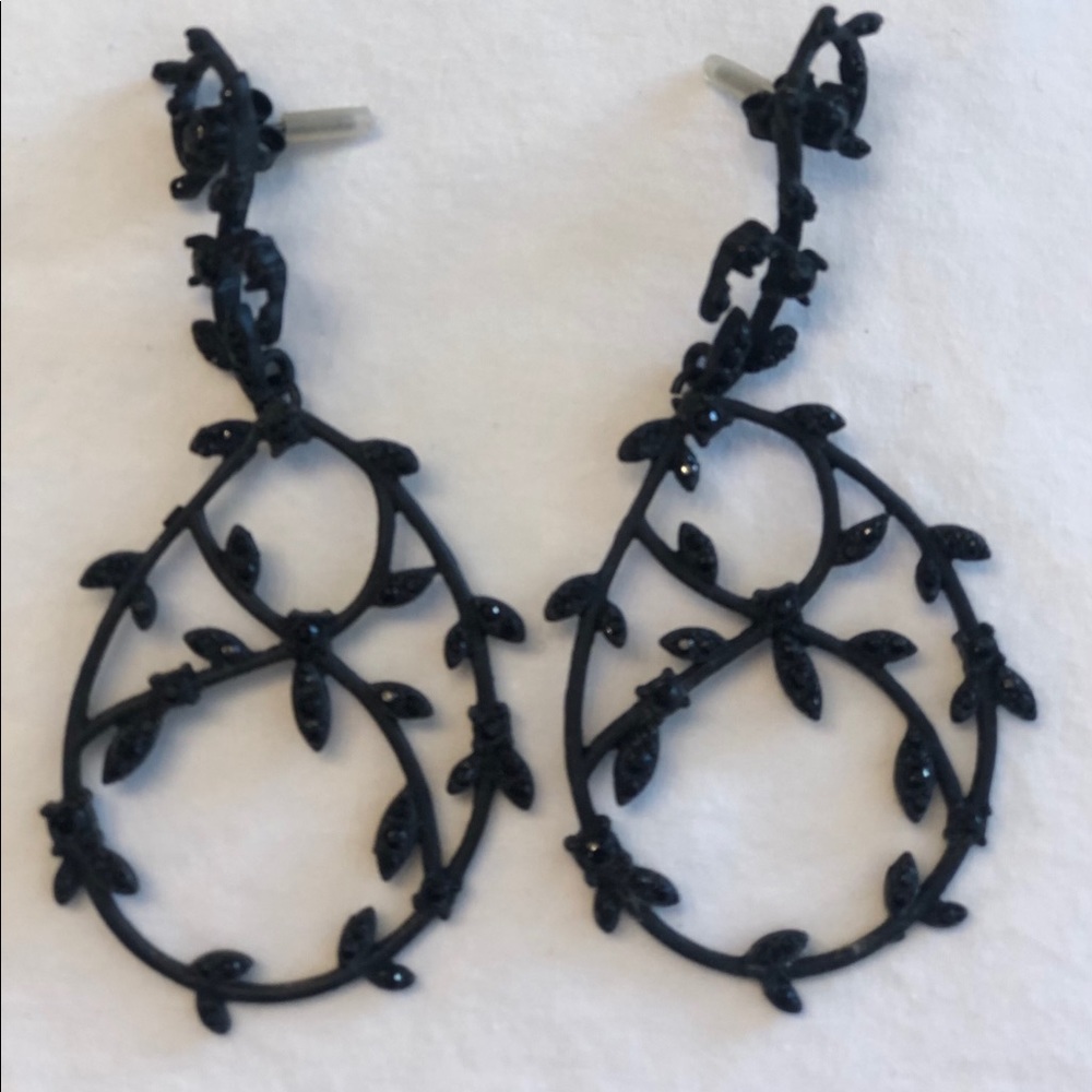 Black metal with black jewels earrings